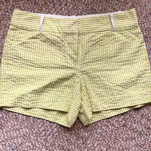 J Crew Seersucker Shorts Yellow & White